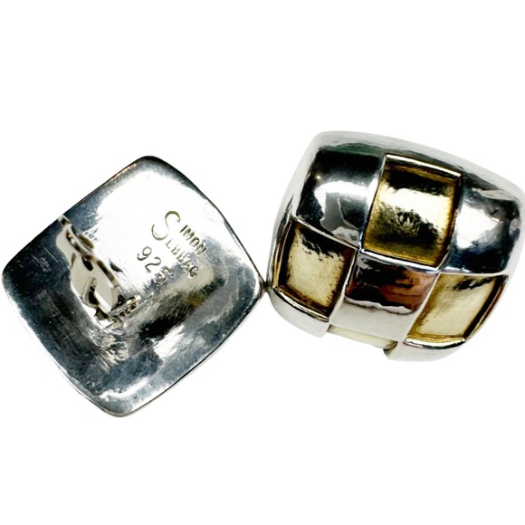 Simon Sebbag 80”s Silver & Vermeil Gold Clip Earrings - Picture 15 of 16